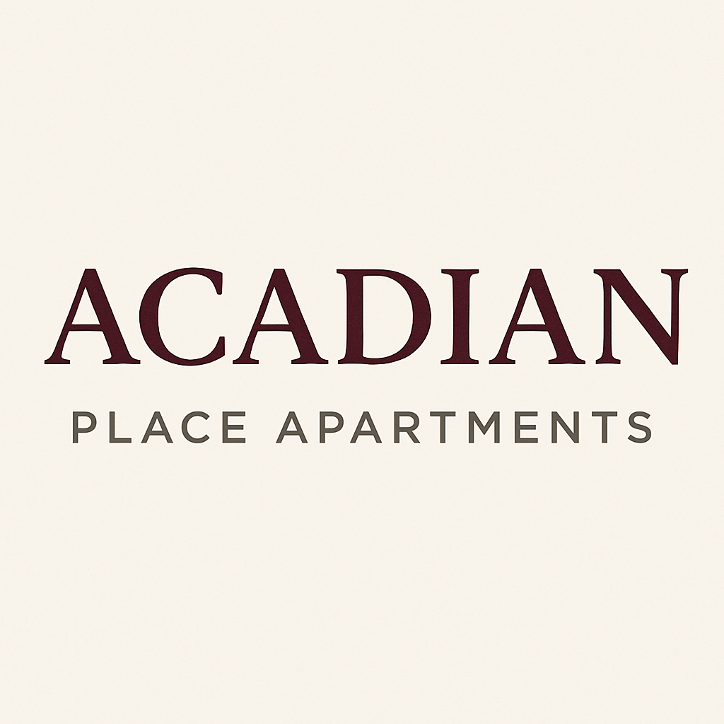 A logo for Acadian Place Apartments.